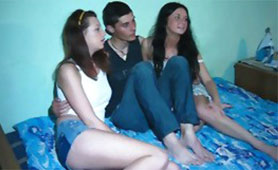 Two Schoolmates Rides Friend's Hard Cock in the Front of Amateur Camera