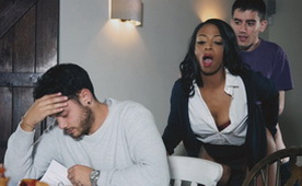 Hot Ebony MILF Fucks with her Son's Friend!