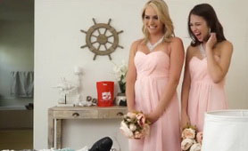 Hot Threesome Fuck During the Wedding Day